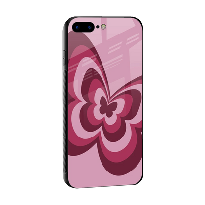 Y2K Magenta Butterfly sleek iphone 8 plus cover with tempered glass back and TPU edges