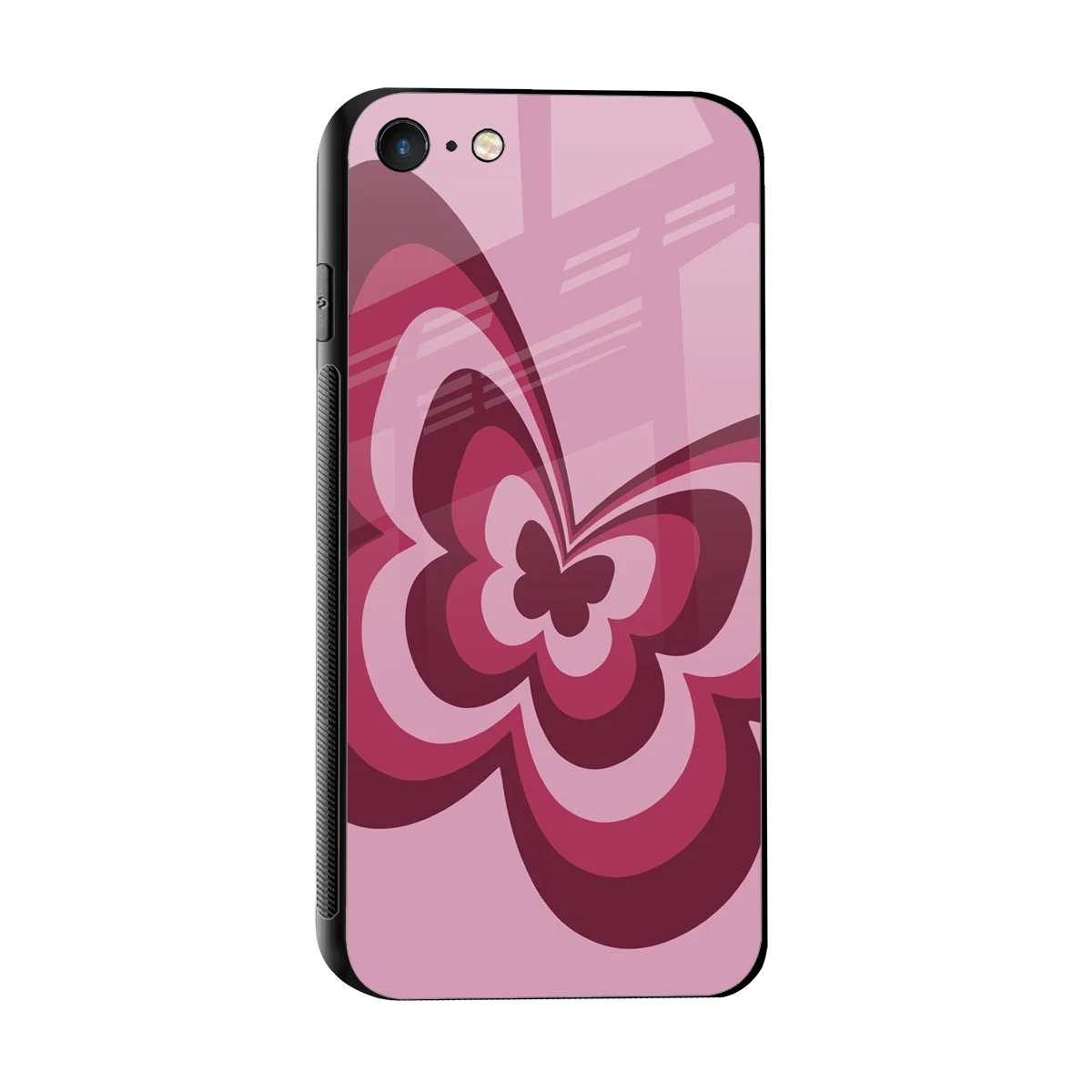 Y2K Magenta Butterfly sleek iphone 7 cover with tempered glass back and TPU edges