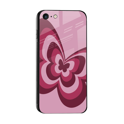 Y2K Magenta Butterfly sleek iphone 7 cover with tempered glass back and TPU edges
