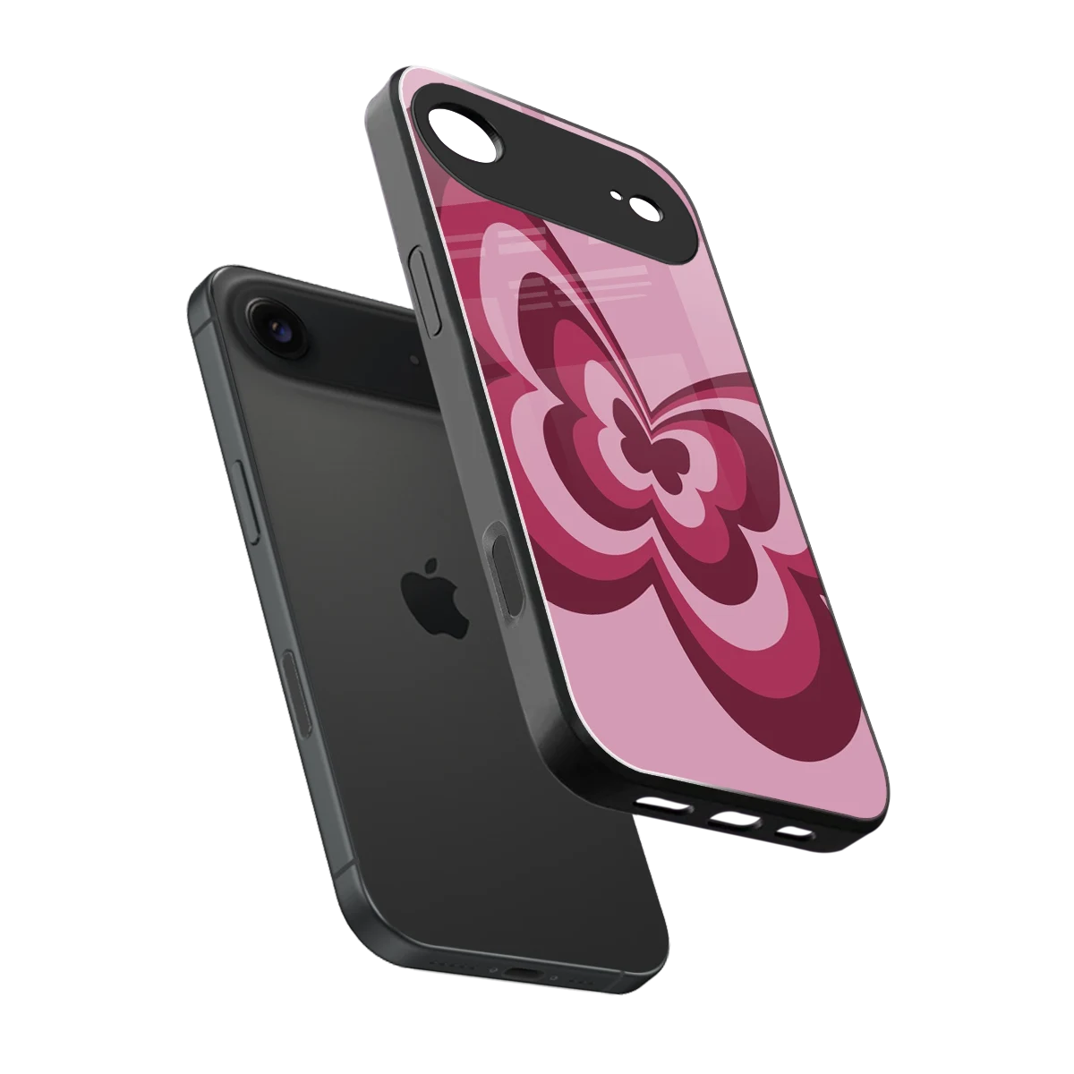 Y2K Magenta Butterfly sleek iphone air cover with tempered glass back and TPU edges