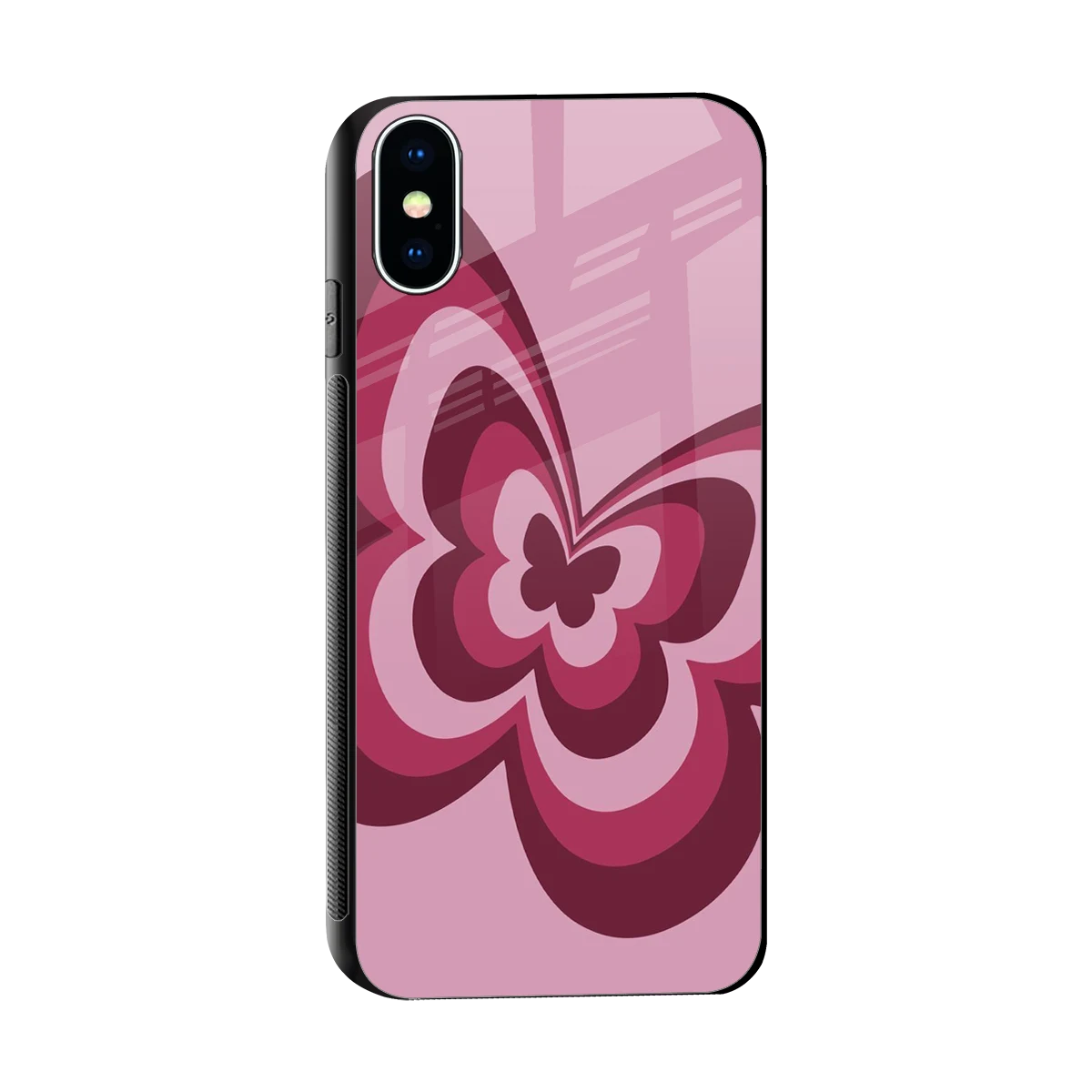 Y2K Magenta Butterfly sleek iphone x cover with tempered glass back and TPU edges