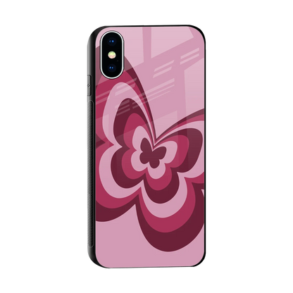 Y2K Magenta Butterfly sleek iphone x cover with tempered glass back and TPU edges