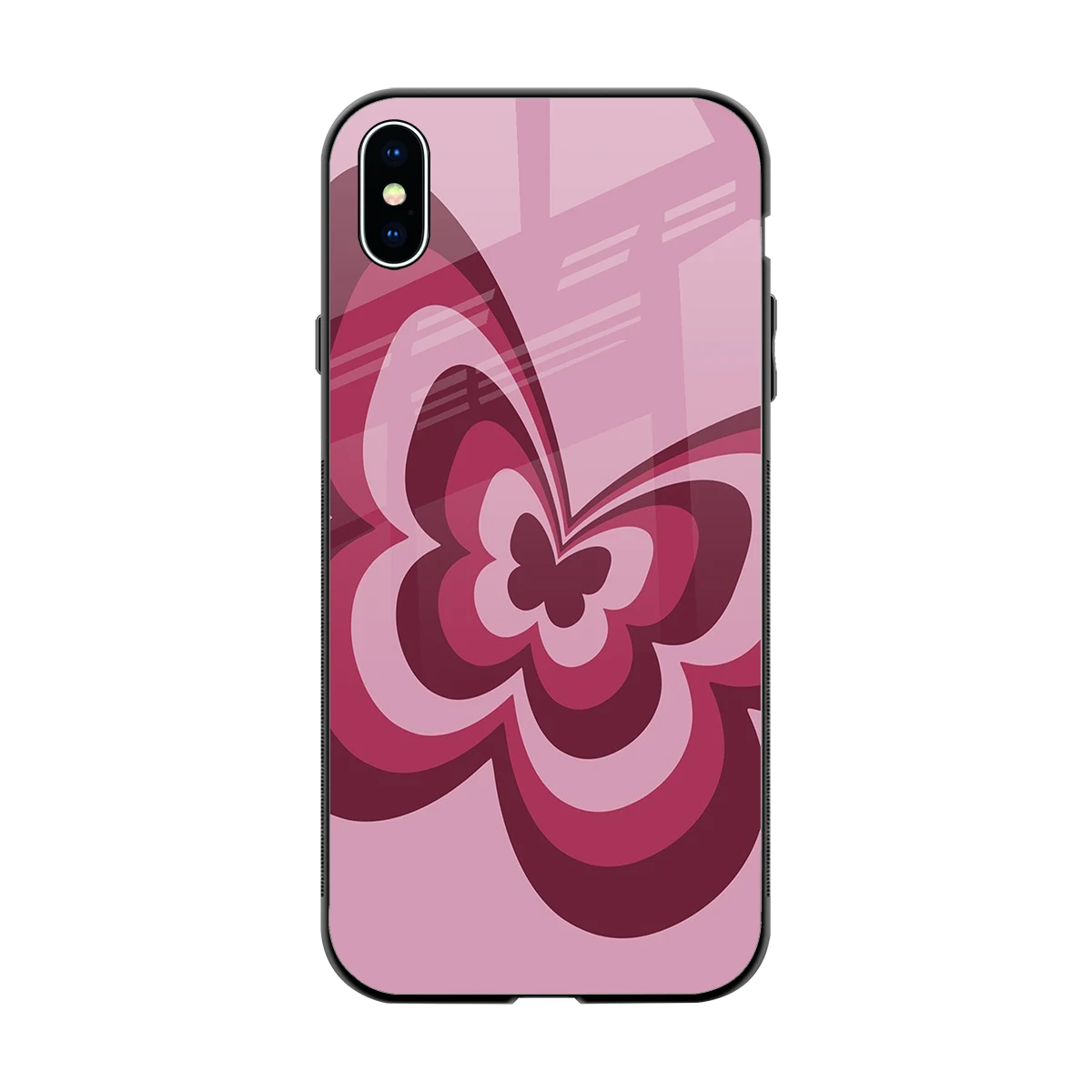 Y2K Magenta Butterfly back phone cover | glass case for iphone xs max