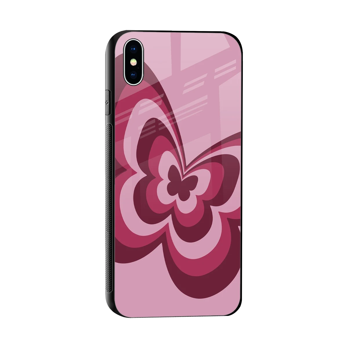 Y2K Magenta Butterfly sleek iphone xs max cover with tempered glass back and TPU edges