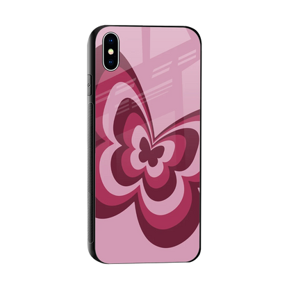 Y2K Magenta Butterfly sleek iphone xs max cover with tempered glass back and TPU edges