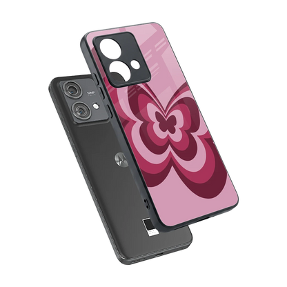Y2K Magenta Butterfly sleek motorola edge 40 neo 5g cover with tempered glass back and TPU edges