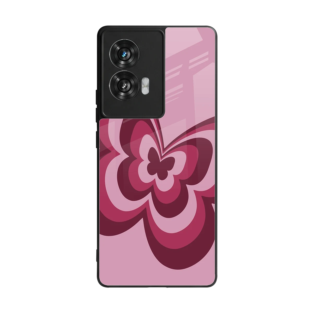 Y2K Magenta Butterfly back phone cover | glass case for motorola edge 50 fusion