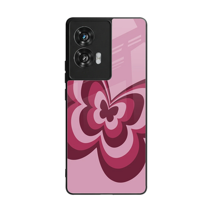 Y2K Magenta Butterfly back phone cover | glass case for motorola edge 50 fusion