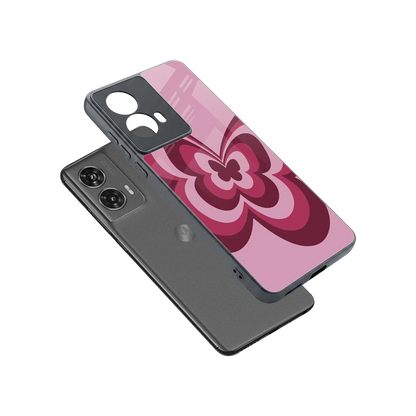 Y2K Magenta Butterfly sleek motorola edge 50 fusion cover with tempered glass back and TPU edges
