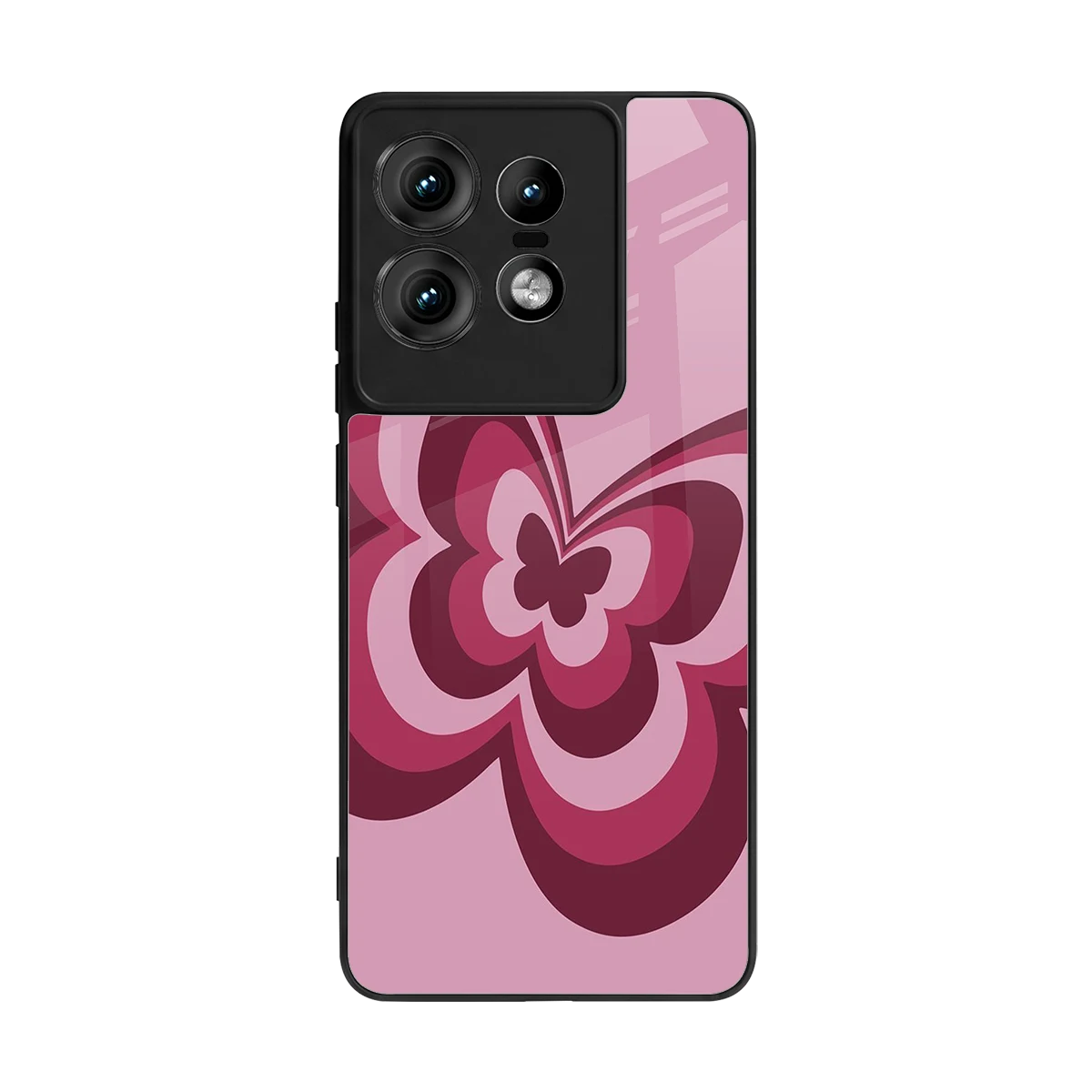 Y2K Magenta Butterfly back phone cover | glass case for motorola edge 50 pro