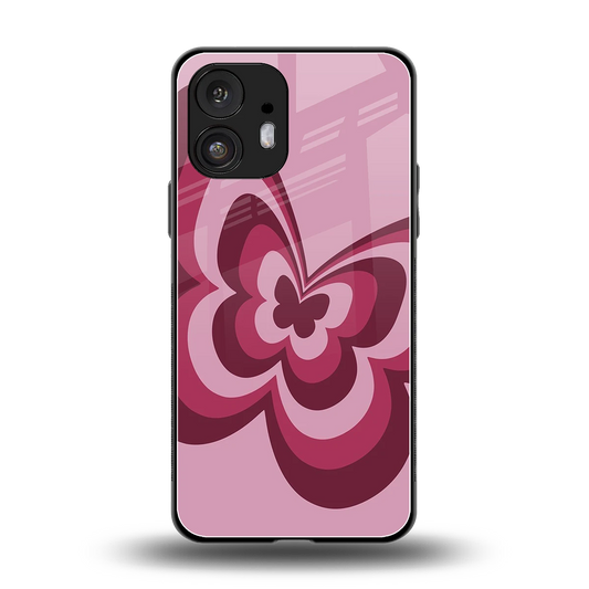 Y2K Magenta Butterfly back phone cover | glass case for nothing phone 2