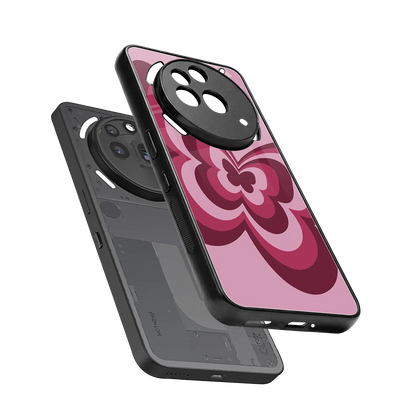 Y2K Magenta Butterfly sleek nothing phone 3a pro cover with tempered glass back and TPU edges