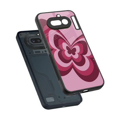Y2K Magenta Butterfly sleek nothing phone 4a cover with tempered glass back and TPU edges