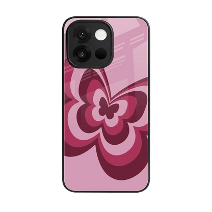 Y2K Magenta Butterfly back phone cover | glass case for oneplus 13s
