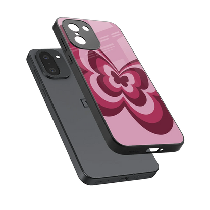 Y2K Magenta Butterfly sleek oneplus 15r cover with tempered glass back and TPU edges