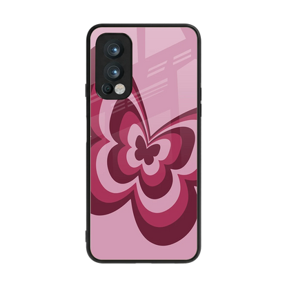 Y2K Magenta Butterfly back phone cover | glass case for oneplus nord 2