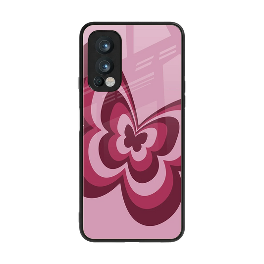 Y2K Magenta Butterfly back phone cover | glass case for oneplus nord 2