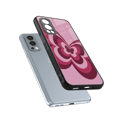 Y2K Magenta Butterfly sleek oneplus nord 2 cover with tempered glass back and TPU edges