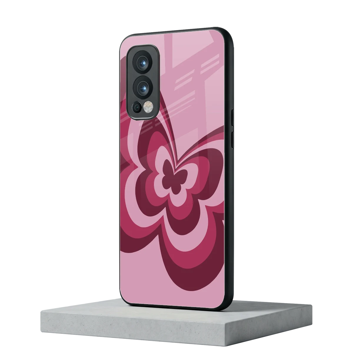 Y2K Magenta Butterfly oneplus nord 2 mobile cover | shockproof glass phone case