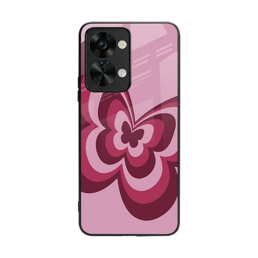 Y2K Magenta Butterfly back phone cover | glass case for oneplus nord 2t