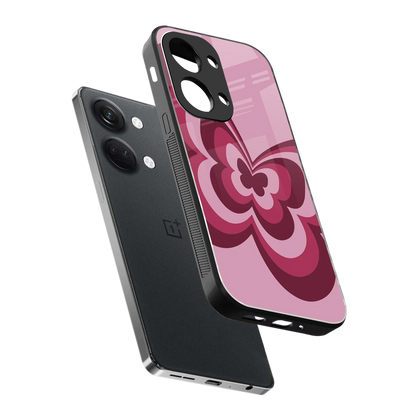 Y2K Magenta Butterfly sleek oneplus nord 3 cover with tempered glass back and TPU edges