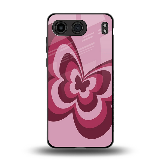 Y2K Magenta Butterfly back phone cover | glass case for oneplus nord 4
