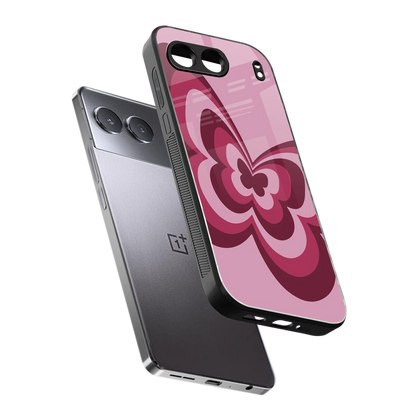 Y2K Magenta Butterfly sleek oneplus nord 4 cover with tempered glass back and TPU edges