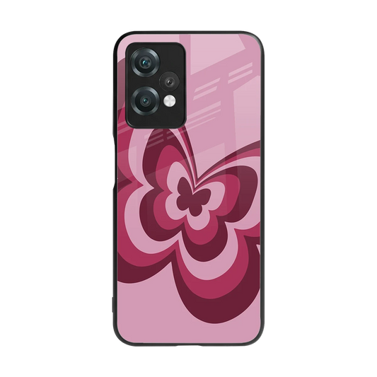 Y2K Magenta Butterfly back phone cover | glass case for oneplus nord ce 2 lite
