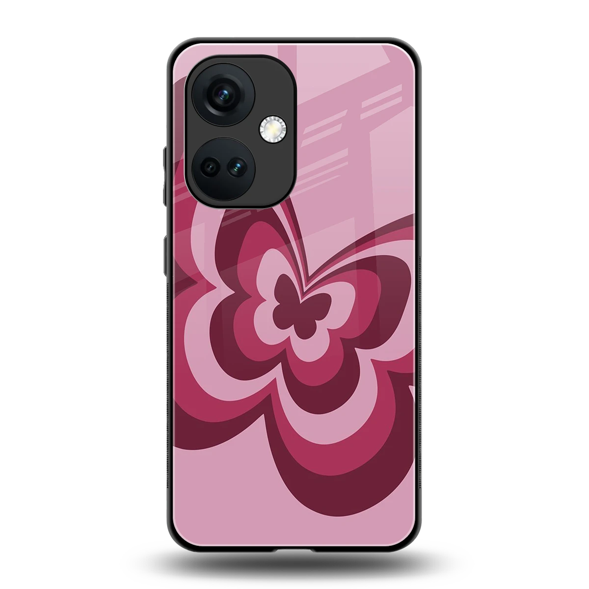 Y2K Magenta Butterfly back phone cover | glass case for oneplus nord ce 3