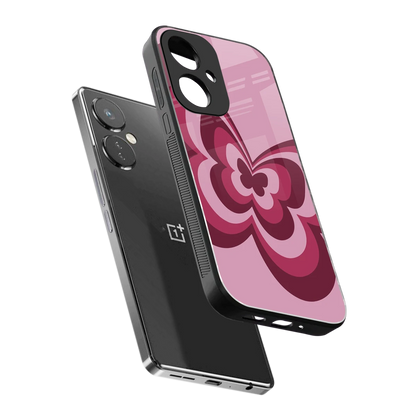 Y2K Magenta Butterfly sleek oneplus nord ce 3 cover with tempered glass back and TPU edges