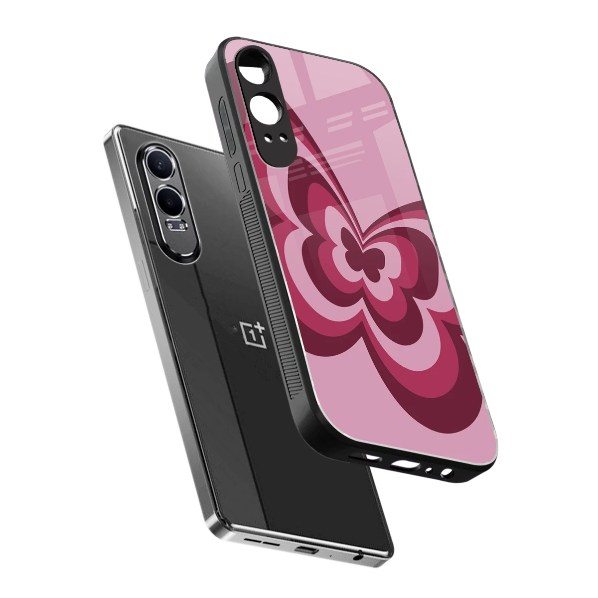 Y2K Magenta Butterfly sleek oneplus nord ce 4 lite cover with tempered glass back and TPU edges