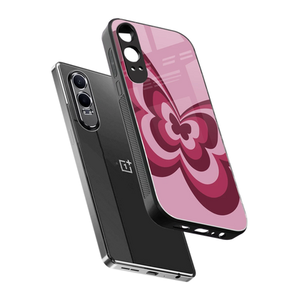 Y2K Magenta Butterfly sleek oneplus nord ce 4 lite cover with tempered glass back and TPU edges