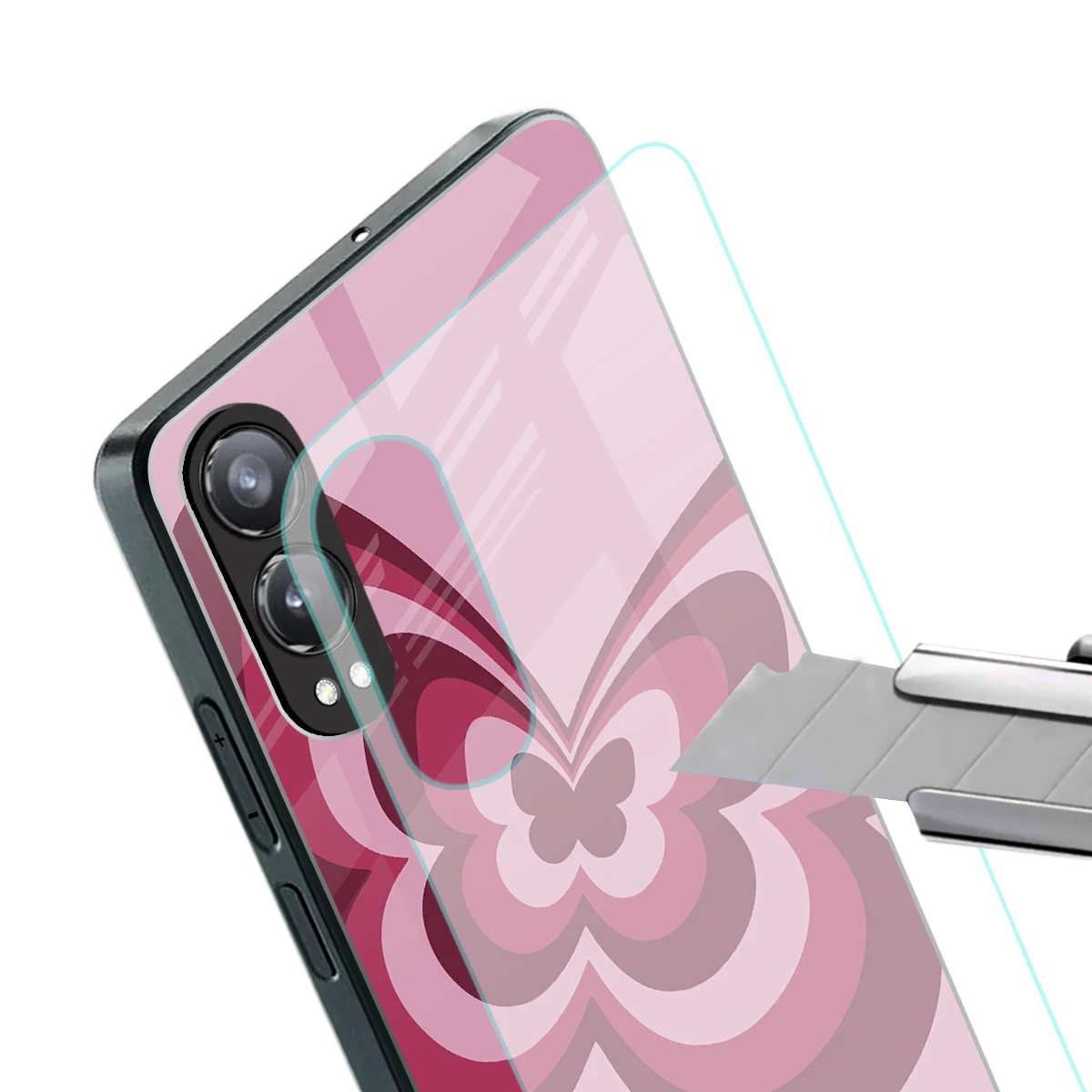 Y2K Magenta Butterfly stylish phone case for oneplus nord ce 4 lite | glossy glass and slim fit