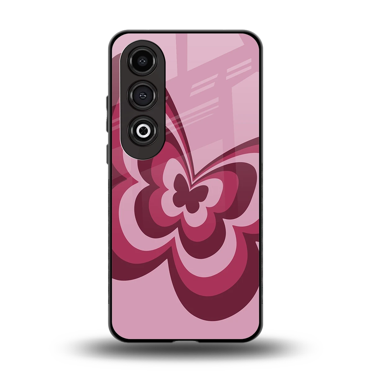 Y2K Magenta Butterfly back phone cover | glass case for oneplus nord ce 4