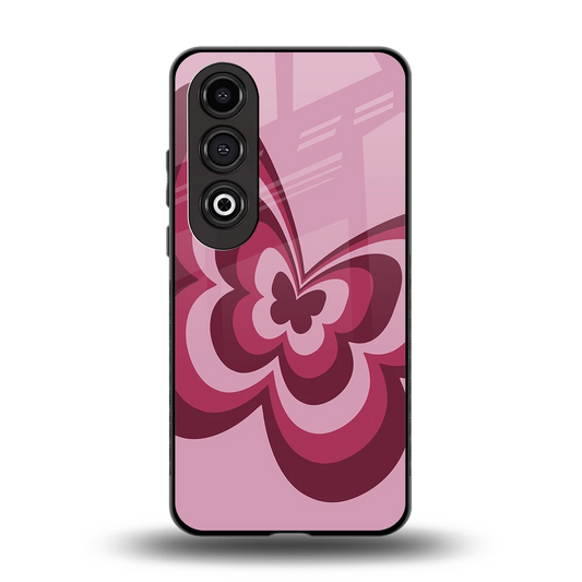 Y2K Magenta Butterfly back phone cover | glass case for oneplus nord ce 4