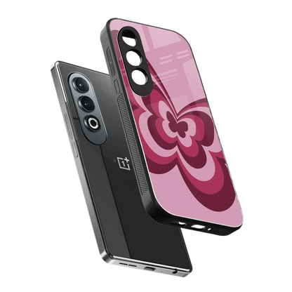 Y2K Magenta Butterfly sleek oneplus nord ce 4 cover with tempered glass back and TPU edges
