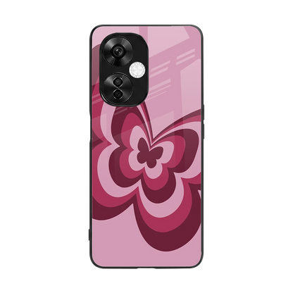 Y2K Magenta Butterfly back phone cover | glass case for oneplus nord ce 3 lite
