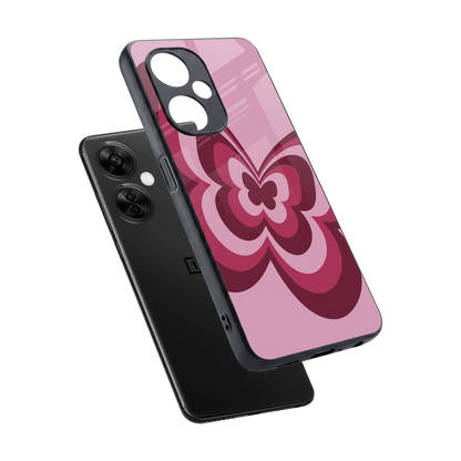 Y2K Magenta Butterfly sleek oneplus nord ce 3 lite cover with tempered glass back and TPU edges