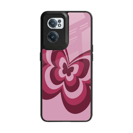 Y2K Magenta Butterfly back phone cover | glass case for oneplus nord ce 2