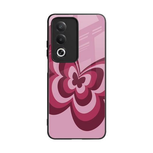 Y2K Magenta Butterfly back phone cover | glass case for oppo a3 pro