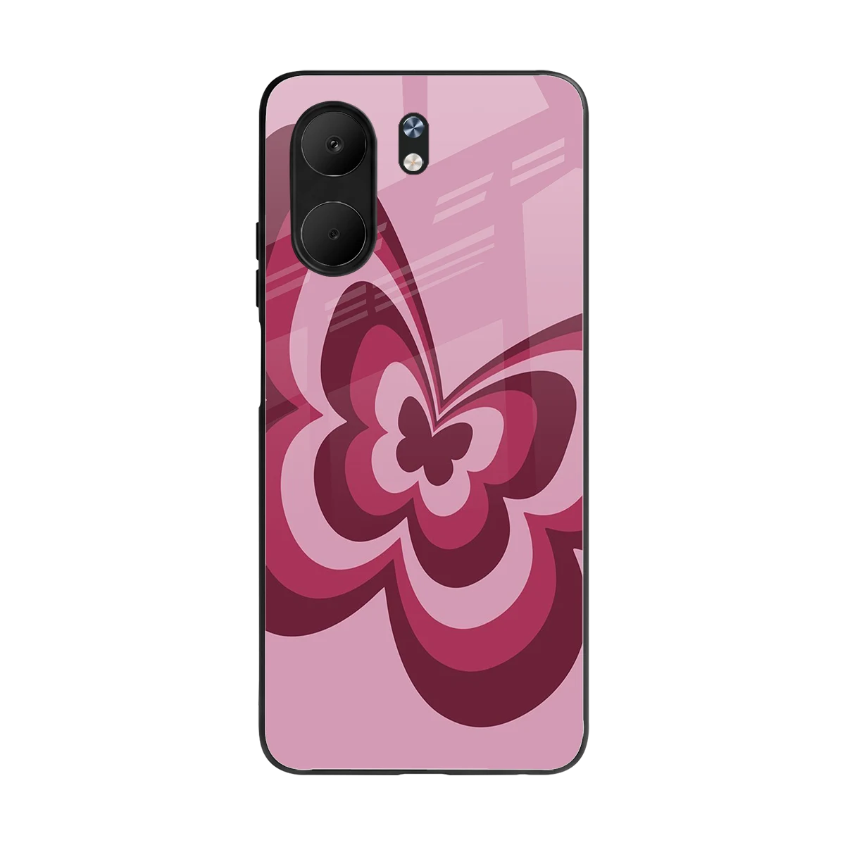 Y2K Magenta Butterfly back phone cover | glass case for oppo a5x 5g
