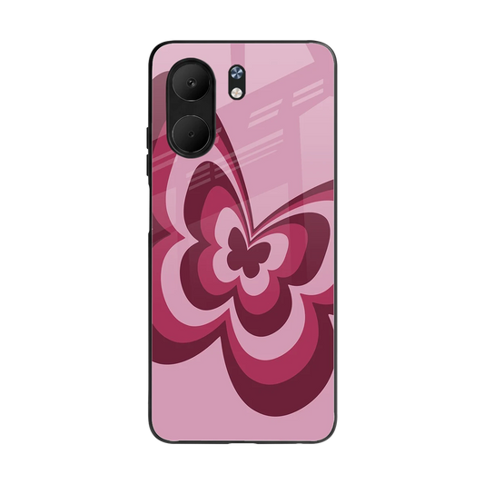 Y2K Magenta Butterfly back phone cover | glass case for oppo a5x 5g