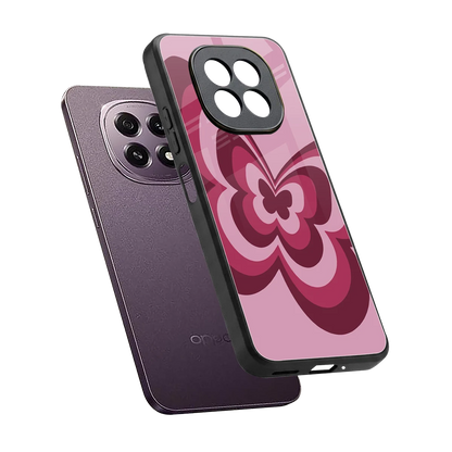 Y2K Magenta Butterfly sleek oppo f29 5g cover with tempered glass back and TPU edges
