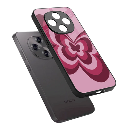 Y2K Magenta Butterfly sleek oppo f31 pro 5g cover with tempered glass back and TPU edges