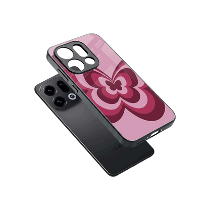 Y2K Magenta Butterfly sleek oppo find x9 cover with tempered glass back and TPU edges