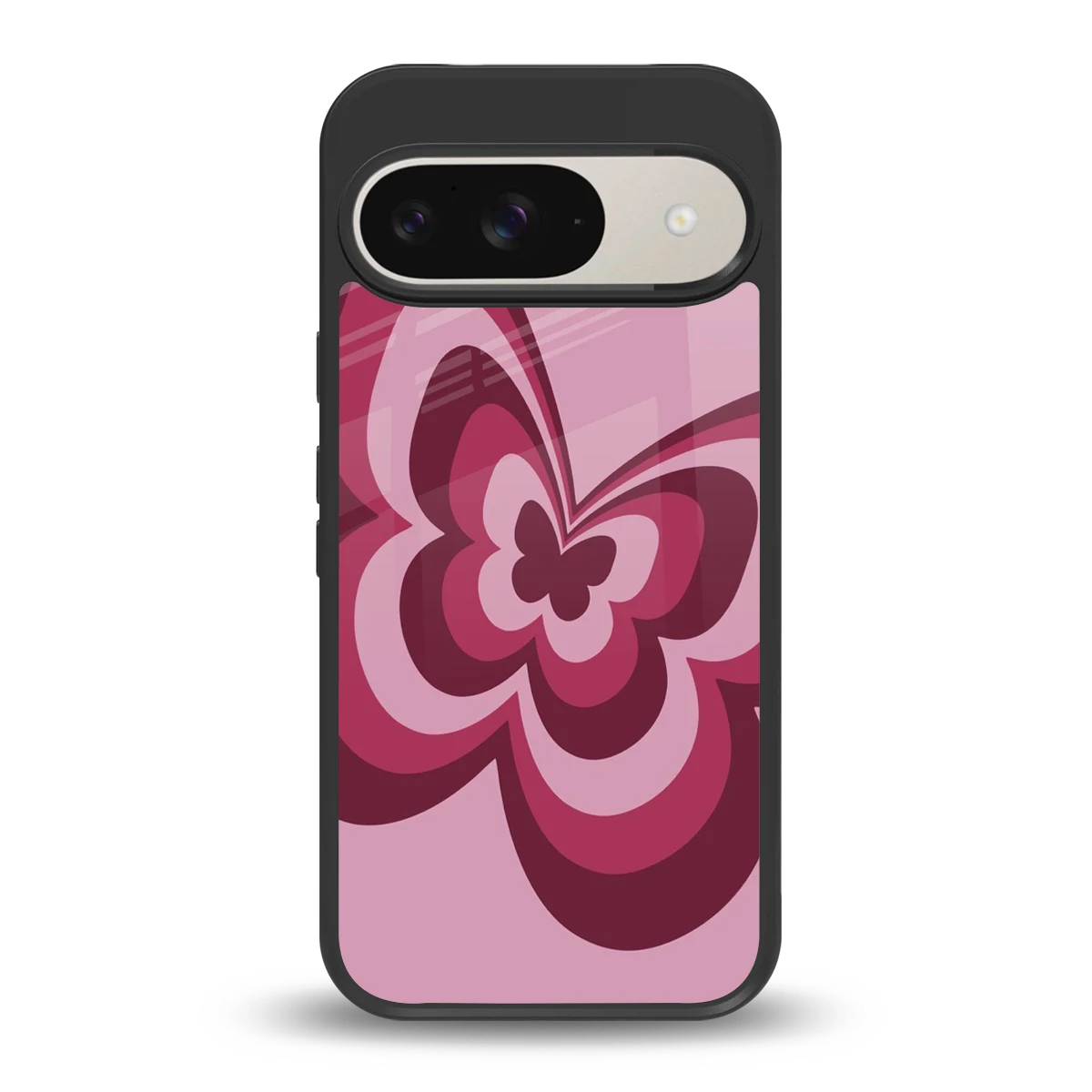 Y2K Magenta Butterfly back phone cover | glass case for google pixel 9