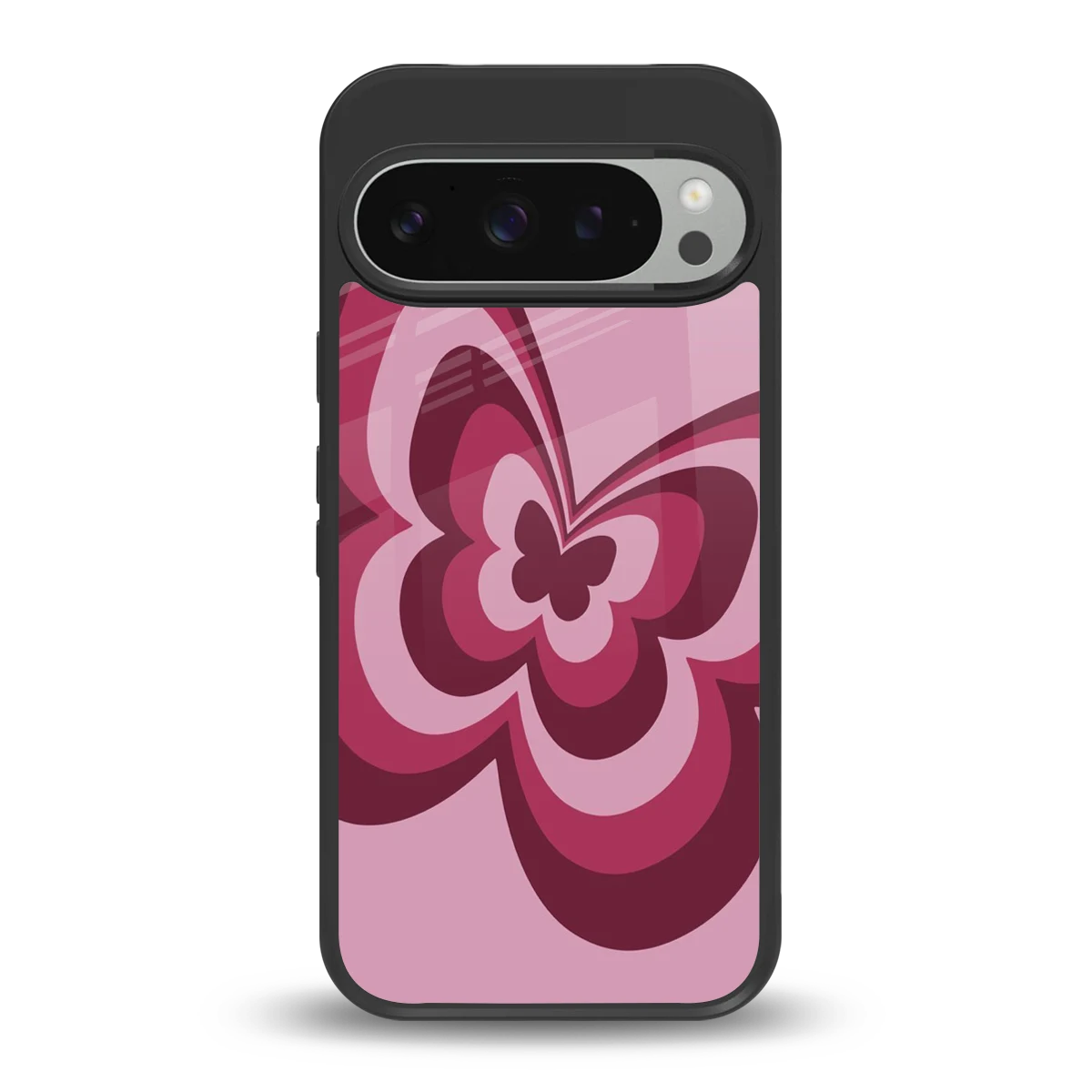 Y2K Magenta Butterfly back phone cover | glass case for google pixel 9 pro
