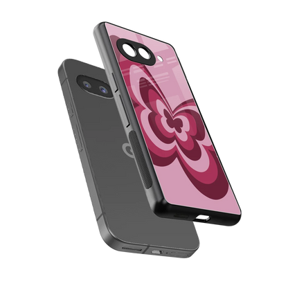 Y2K Magenta Butterfly sleek google pixel 10a cover with tempered glass back and TPU edges