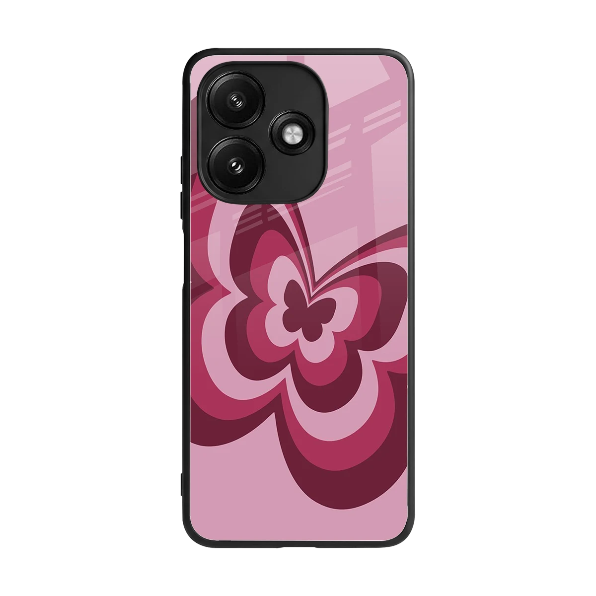 Y2K Magenta Butterfly back phone cover | glass case for redmi 12 5g