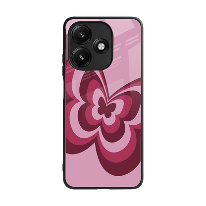 Y2K Magenta Butterfly back phone cover | glass case for redmi 12 5g